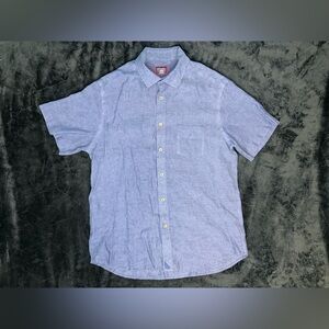 UNTUCKit Wrinkle Resistant Men’s Size M Blue 100% Linen Button Up Shirt Pocket